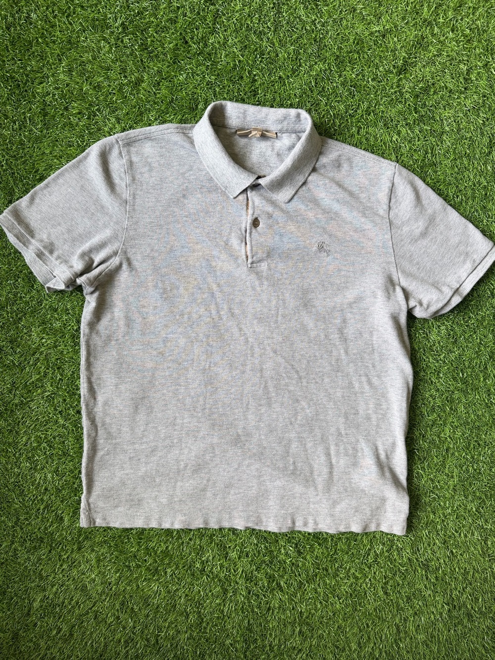Burberry Men’s Light Gray Button Up Polo Shirt Size XL